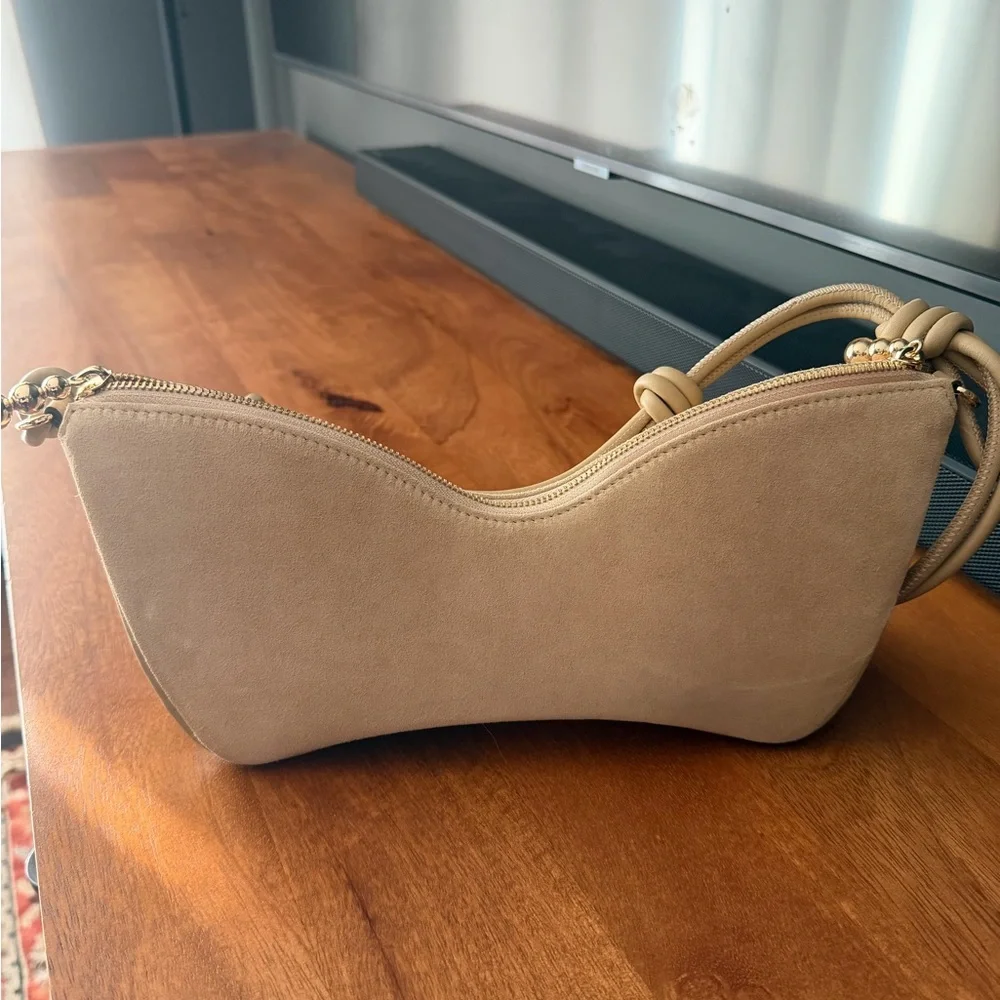 Cult Gaia Mercier Suede Shoulder Bag in Sand - Picture 7 of 10